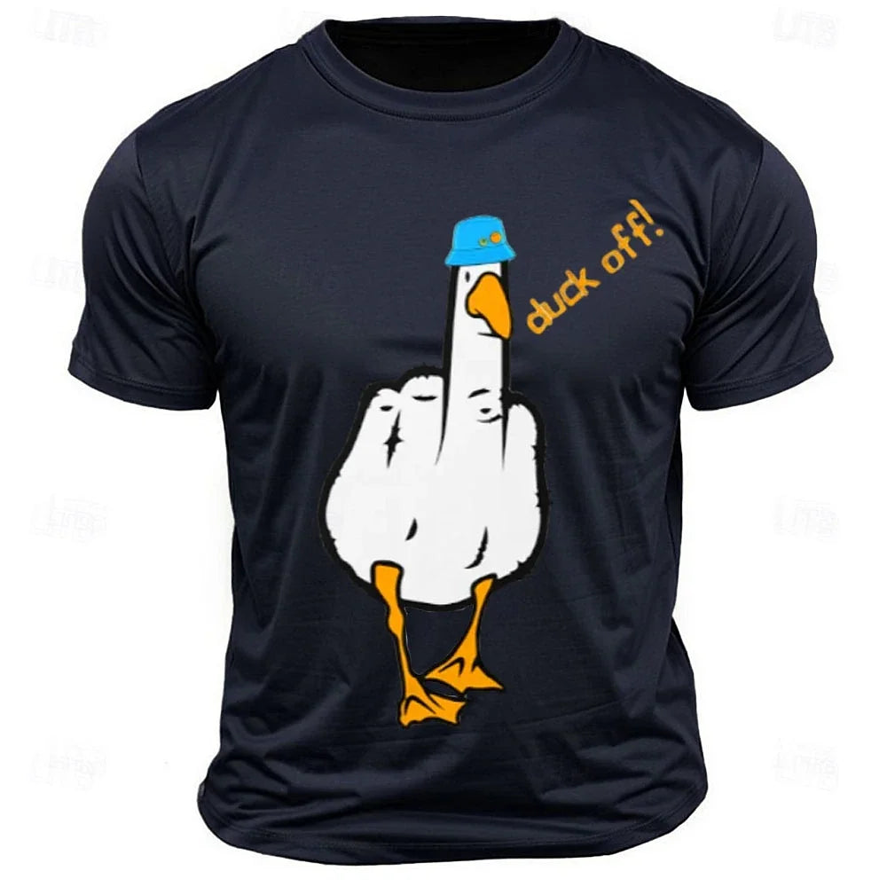 Men's Graphic T Shirt  Letter Printed Funny Duck Short Sleeve