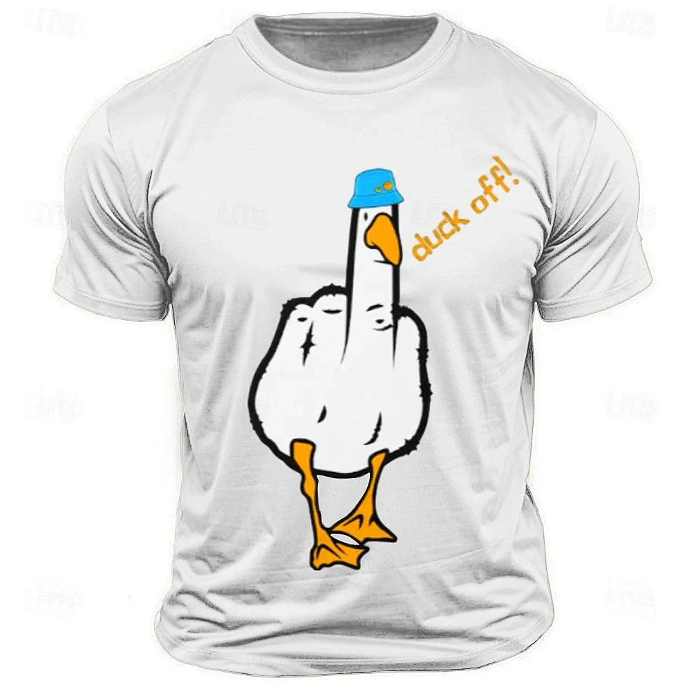 Men's Graphic T Shirt  Letter Printed Funny Duck Short Sleeve